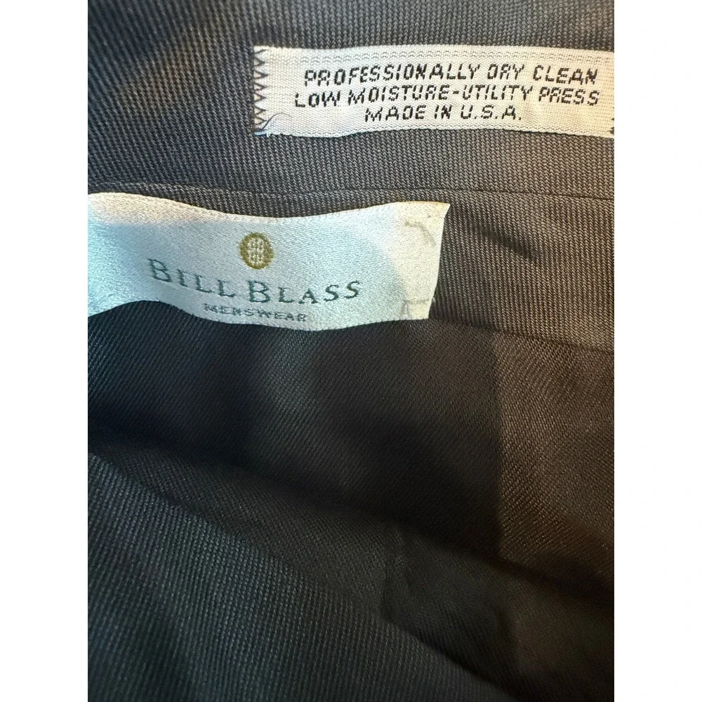Bill Blass Mens 4 Piece Tuxedo Set 100% Wool Black Peak Lapel Suit 35W 43R
